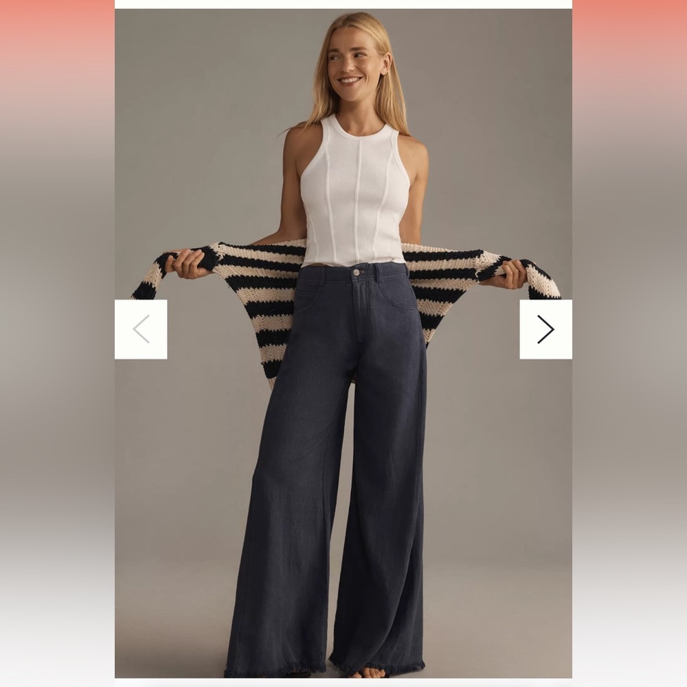 Anthropologie Midnight Blue Wide Leg Trousers